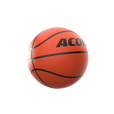 Bola de basquetebol laranja com texto ACON