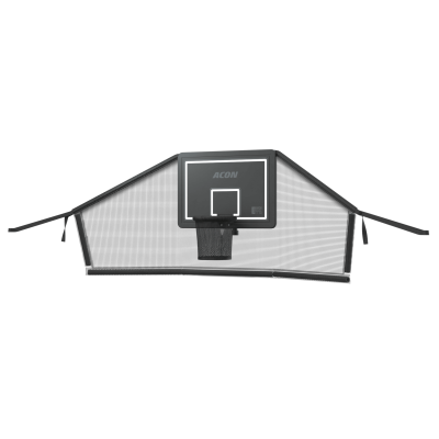 Cesto de basquetebol preto com tabuleiro e rede