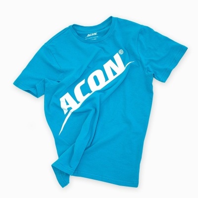 T-shirt azul turquesa com print branco ACON