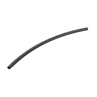 Tubo plástico cinzento com marcas negras num fundo preto