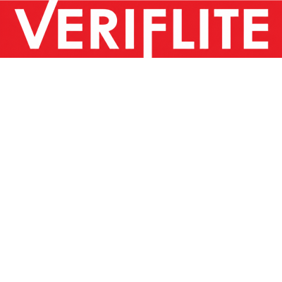 Texto VERIFLITE branco sobre fundo vermelho