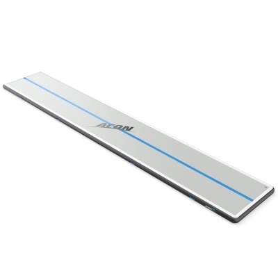 Tablet cinzento com linha azul e marca ACON em fundo branco