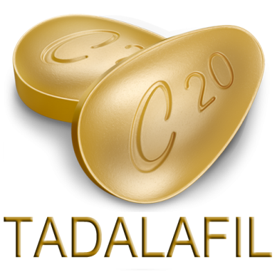 Comprimidos dourados com gravação C 20 e texto TADALAFIL