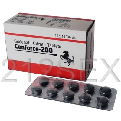Caixa de comprimidos Cenforce-200 com blister em fundo branco