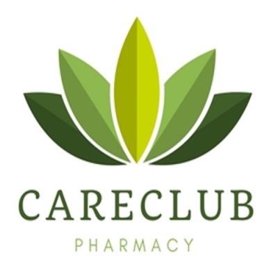 Logótipo CARECLUB PHARMACY com folhas verdes estilizadas