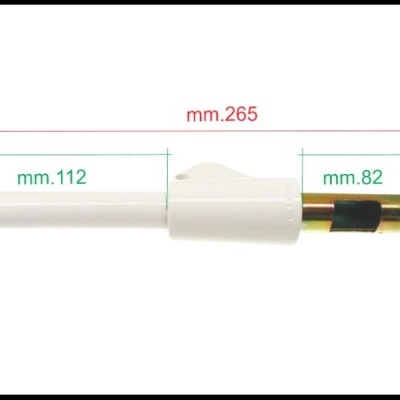 Peça branca e dourada com medidas em milímetros