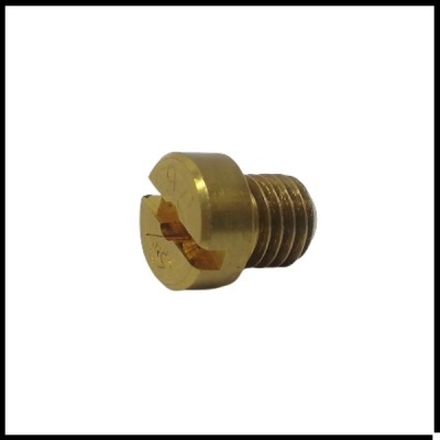 Parafuso metálico dourado com rosca e cabeça de fenda