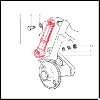Desenho técnico de peça mecânica com componentes numerados