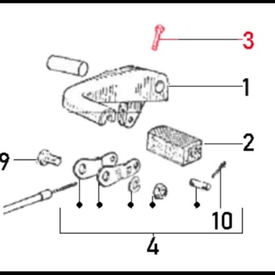 Desenho técnico de peças mecânicas numeradas