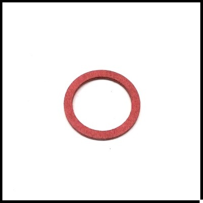 Anel de vedação circular vermelho sobre fundo branco