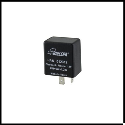 Relé eletrônico para piscas 12V preto com texto branco da GUILERA
