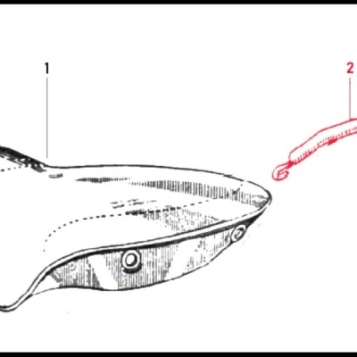 Componentes de bicicleta, sela e suporte numerados em fundo branco