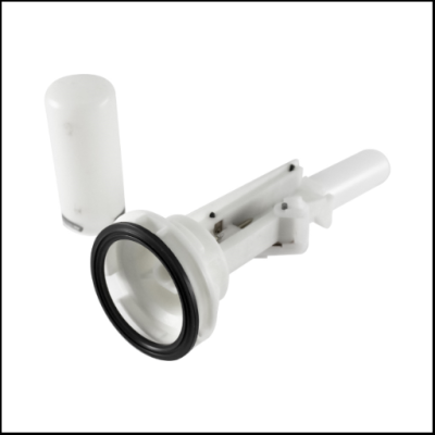 Peça mecânica ou de canalização branca com vedação preta