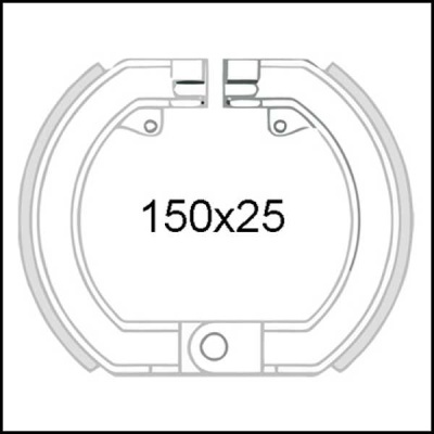 Desenho técnico de braçadeira circular com dimensões 150x25