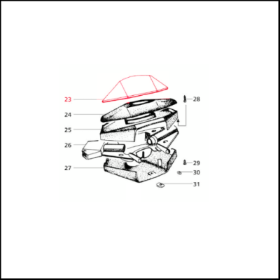 Desenho técnico de peças mecânicas desmontadas numeradas