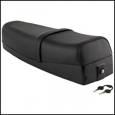 Banco preto para moto com chave e duas chaves