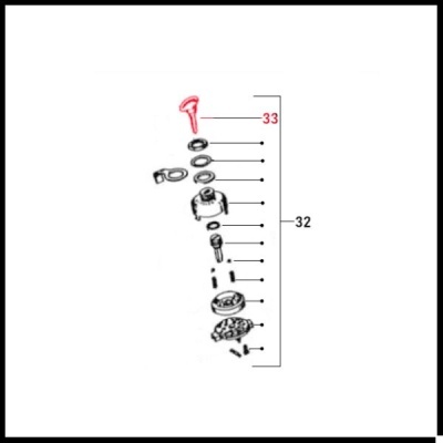 Diagrama técnico de peças mecânicas desmontadas