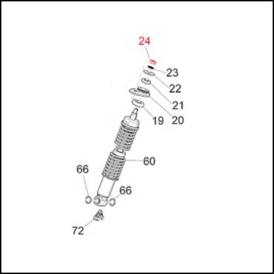 Desenho técnico de amortecedor com peças numeradas