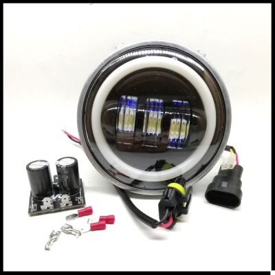 farol redondo LED para automóvel com componentes eléctricos