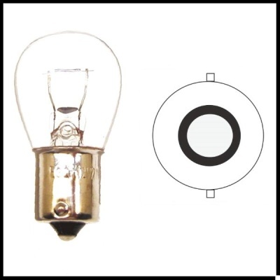 Lâmpada incandescente com base metálica e diagrama da base