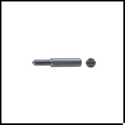 Parafuso metálico prateado com cabeça fendida e rosca