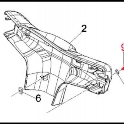 Desenho técnico de para-lama automóvel com números e linhas