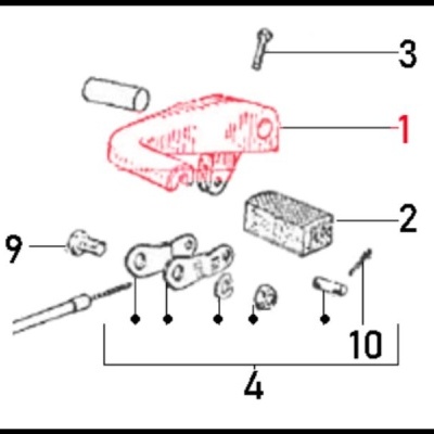 Desenho técnico de componentes de freio numerados