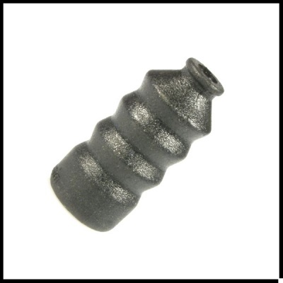 Frasco preto texturizado com anéis e abertura pequena no topo