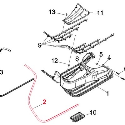 Diagrama de peças numeradas de equipamento para neve