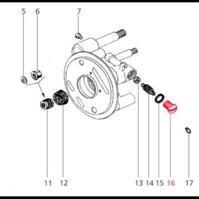 Desenho técnico de conjunto mecânico com peças numeradas