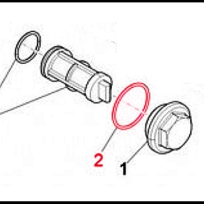 Desenho esquemático de peças mecânicas numeradas