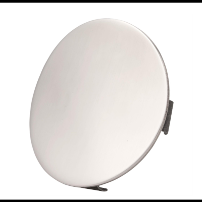 Espelho redondo de superfície lisa com base preta