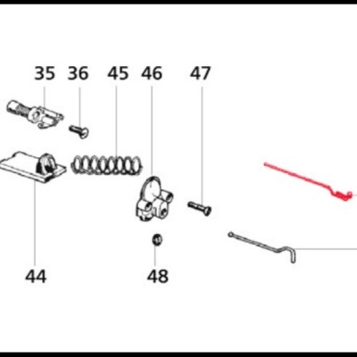 Diagrama de peças mecânicas numeradas com componentes metálicos