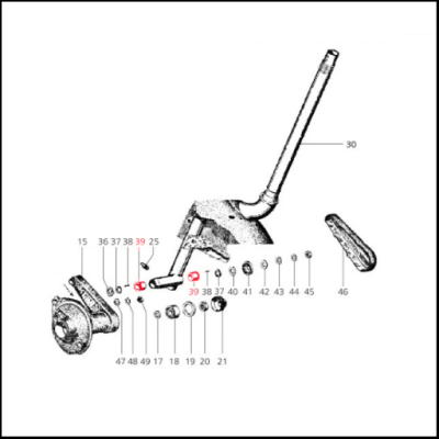 Diagrama técnico detalhado de equipamento mecânico com peças numeradas
