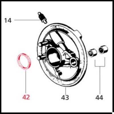 Desenho técnico de componentes mecânicos com numeração
