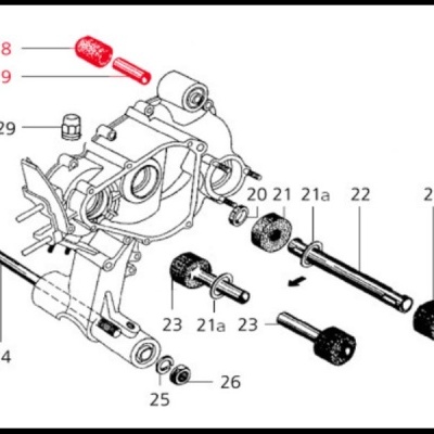 Desenho técnico de peças mecânicas numeradas para montagem