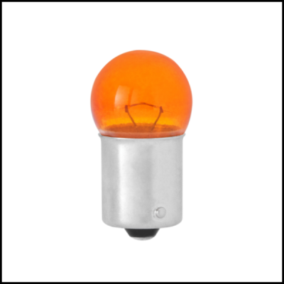 Lâmpada de filamento com bulbo de vidro laranja e base metálica prateada