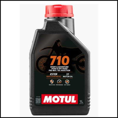 Frasco de óleo para motor Motul 710 preto e vermelho com rótulo