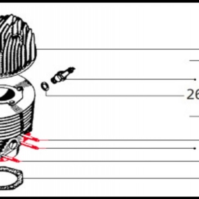 Desenho técnico de peças mecânicas numeradas em preto e branco