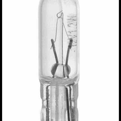 Lâmpada tubular transparente com filamento visível em fundo branco