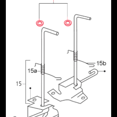Desenho técnico de suportes metálicos com braços curvos e indicação numérica