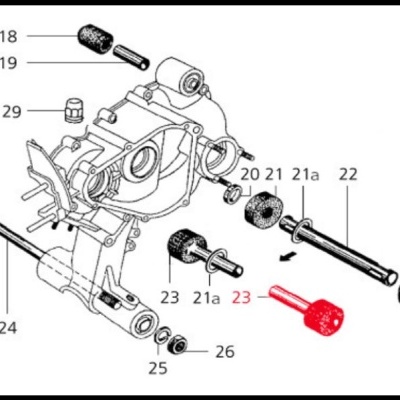 Desenho técnico colorido de peças mecânicas numeradas