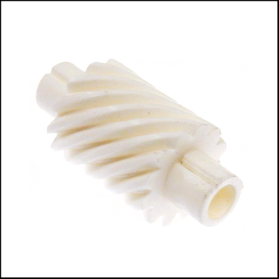 Engrenagem helicoidal plástica branca com dentes em espiral