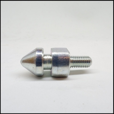 Parafuso metálico prateado com cabeça cónica e corpo hexagonal