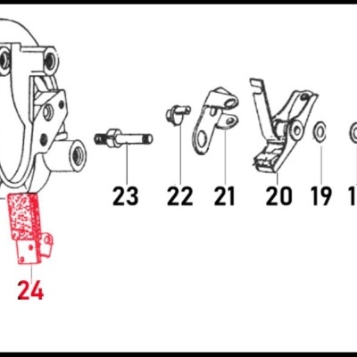 Desenho técnico de peças metálicas numeradas para montagem