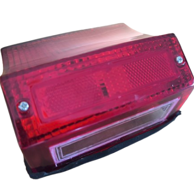 Luz traseira vermelha para veículo com parafusos visíveis