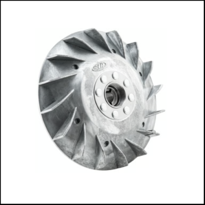 Peça metálica circular cinzenta com lemes e inscrição 'SIP'