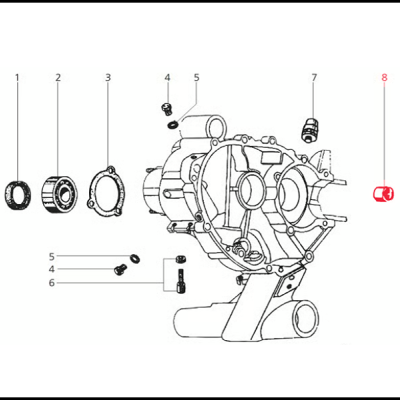 Desenho técnico de peças mecânicas numeradas com símbolos e números