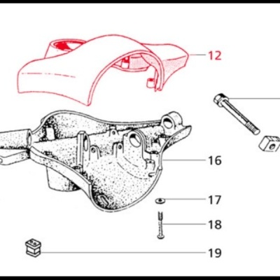 Diagrama técnico de componentes mecânicos numerados