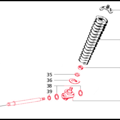 Diagrama técnico com peças mecânicas e números identificativos
